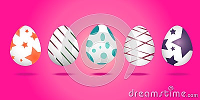 Set of Easter eggs on nice pink background Stock Photo